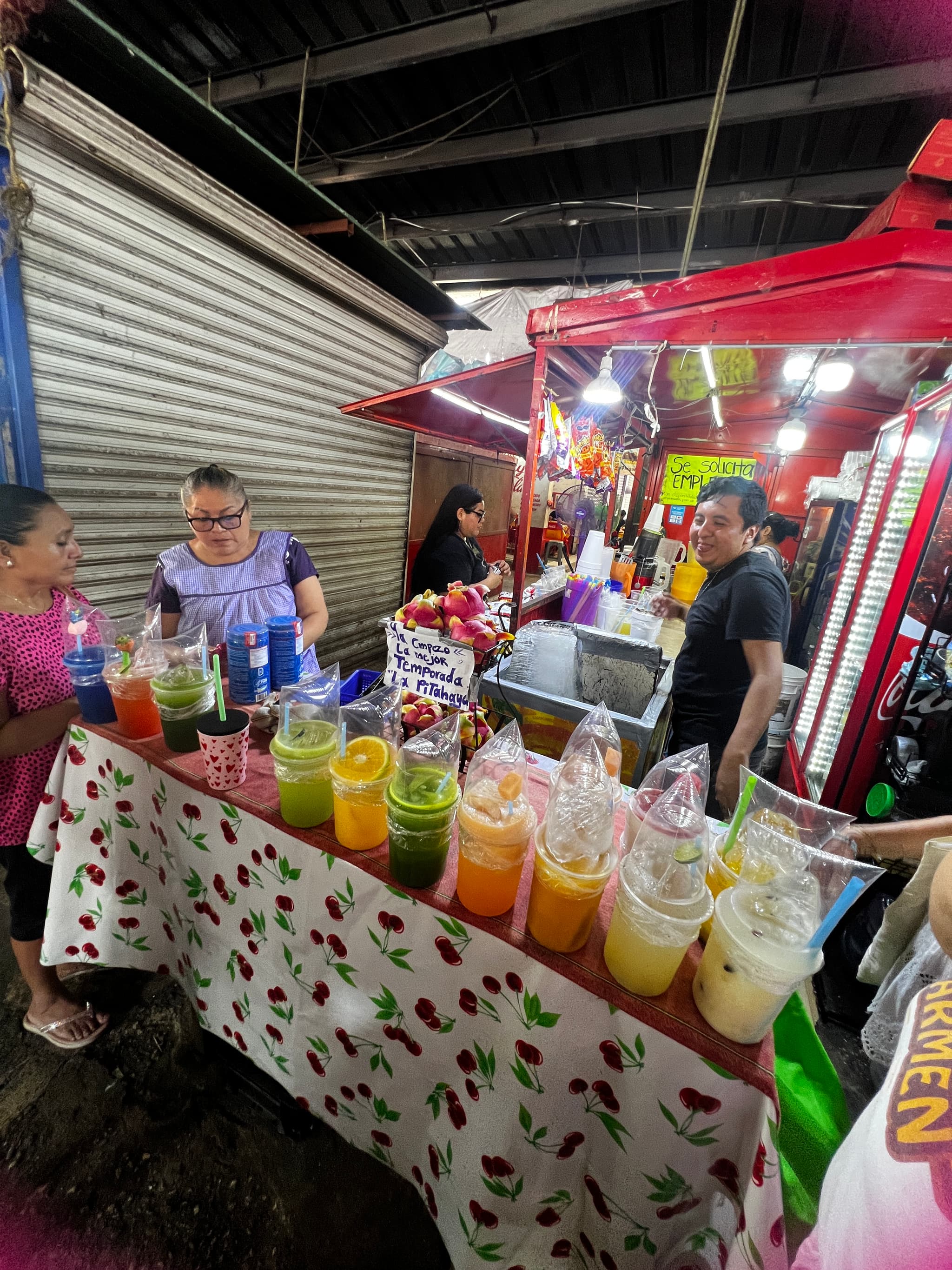 Picture of a stand with a lot of drinks